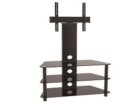 3-Tier Trapezoid Glass Media Console With Swivel Tv Mount Bracket (Small)
